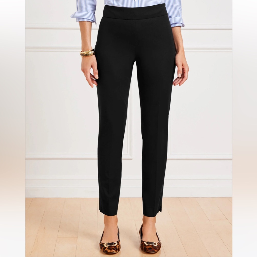 EUC Talbots Heritage Black Side Zip Women's Pants Size 14 Elegant Curve Hugging